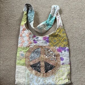 Patchwork Peace Sign Tote Bag